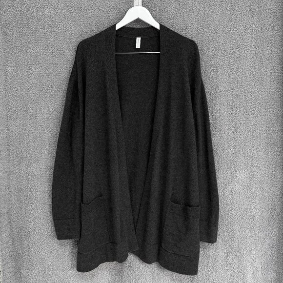 Gap Wool Blend longline cardigan / sweater robe Dark Charcoal Heather Grey M/L - Picture 2 of 10